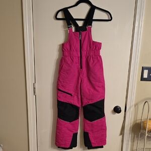 Swiss Tech Pink and Black Kids Snow Bib Overalls with Straps